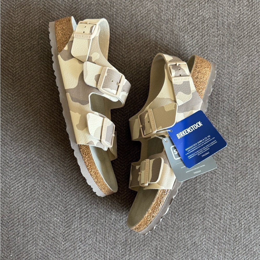 BIRKENSTOCK Milano Gray Taupe Camo Sandals Unisex - Picture 7 of 14
